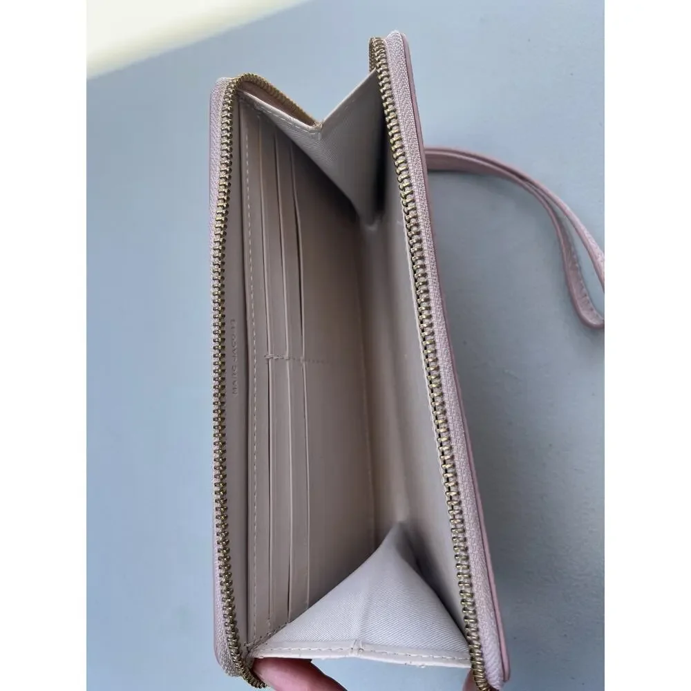 Marc Jacobs Leather Zip-round Long Wallet Wristlet S104L01FA21 Peach Pink